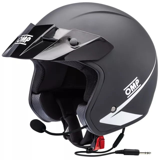 OMP Star J Intercom Track Day Helm mit abnehmbarem Sun Peak - mattschwarz