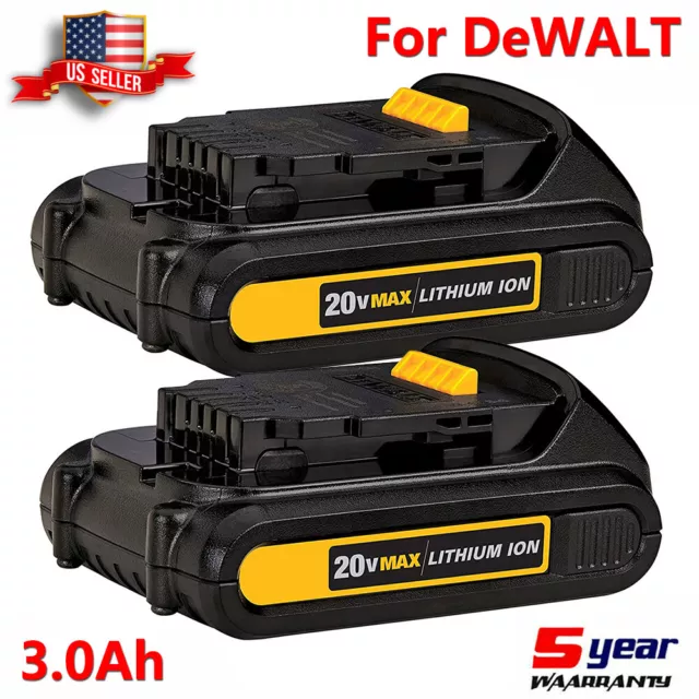 2X For DeWALT DCB201 LITHIUM 3Ah Battery 20V DCF885 DCD777 DCD771 DCB203 DCB204