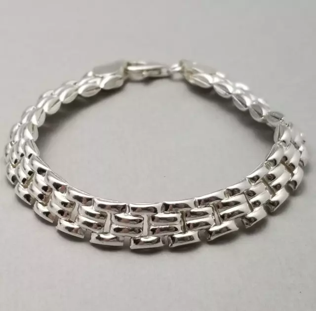 Solid Sterling Silver Panther Link Bracelet Hallmarked 18cm (7") 10.2g