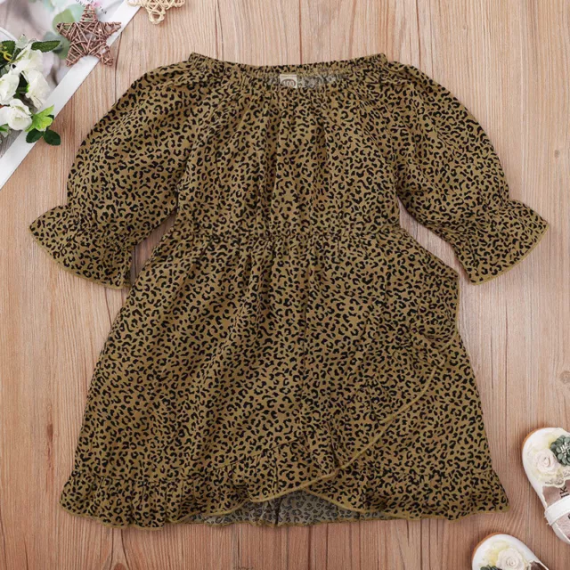 Toddler Baby Girls Dress Leopard Party Casual Dresses Kids Clothes 1-10 Years
