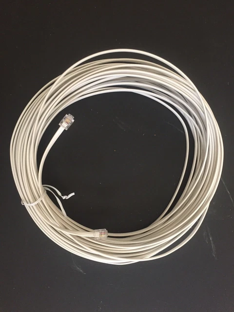 20m LONG RJ11 INFINITY ADSL DSL ROUTER MODEM PHONE CABLE LEAD 4 PIN  - WHITE