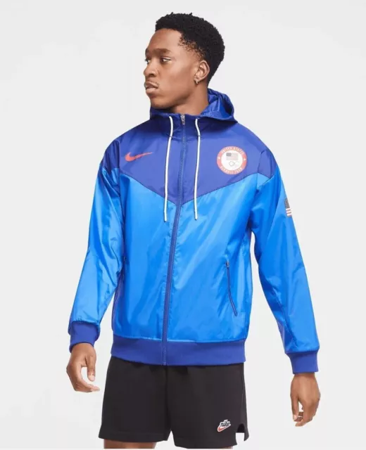 Nike Sportswear Team USA Men's Windrunner Olympic Hoodie Blue Jacket Size Small