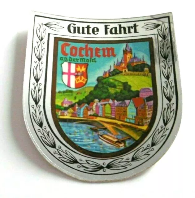 Souvenir-Aufkleber Cochem Mosel Panorama Reichsburg RP 70er Oldtimer Gute Fahrt