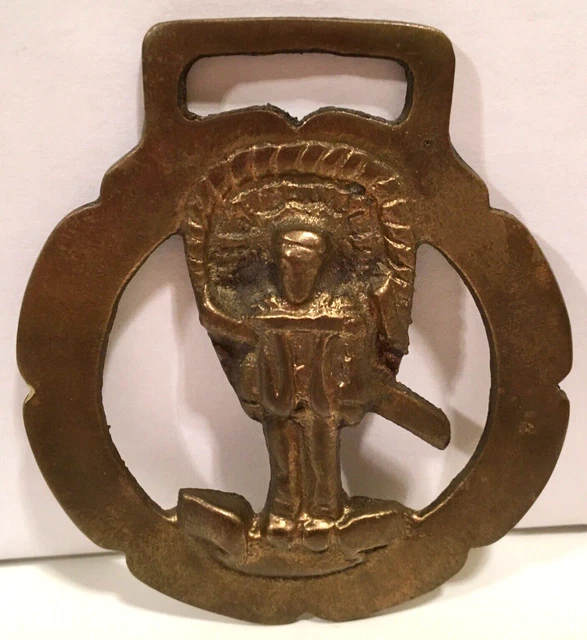 Brass Horse Medallion Explorer Soldier Troop Bridle Ornament Japan Cast Design !