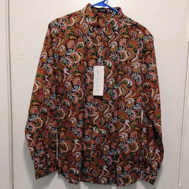 Coofandy Men's Size L Casual Dress Button Down L/ Sleeve Paisley Shirt 
