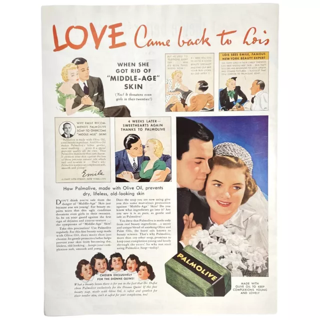 1937 Palmolive “Chosen Exclusively For The Dionne Quintuplets"  Vintage Print Ad