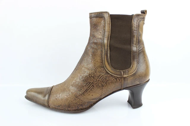 SAN MARINA Bottines Bouts Pointus Cuir taupe T 39 Très Bon état