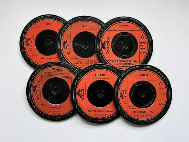 6 Slade Coasters Crafted From Original Records, Felt Backed And Gift Boxed