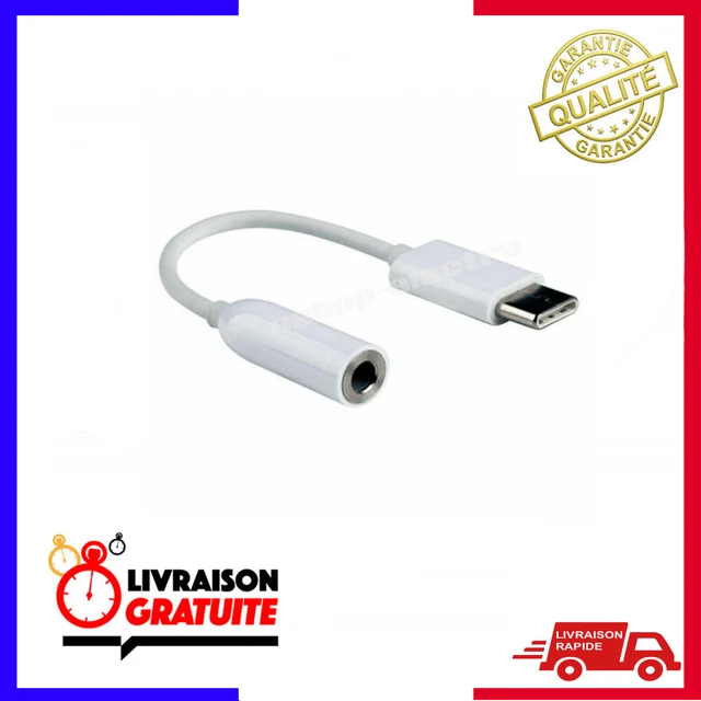 Adaptateur USB-C Vers Jack 3.5mm Audio Femelle - 10cm, Avec Micro