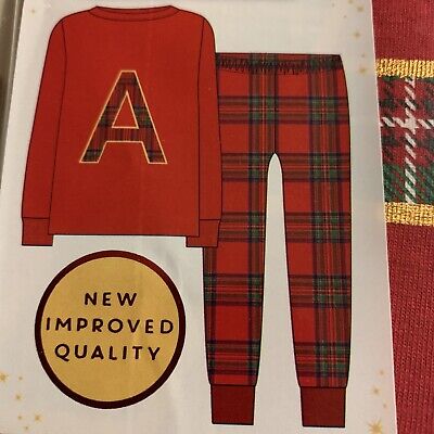 Kids Initial Pyjamas Letter  A  Red Tartan 6-7 Years BNIP