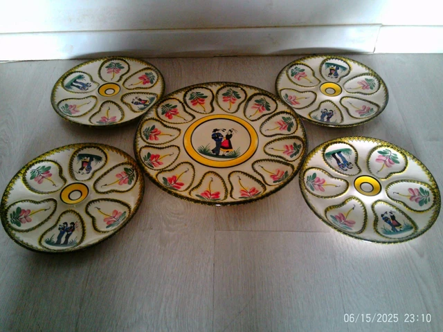 ASSIETTE EN FAÏENCE de Quimper Henriot Arlésienne signée E. LAGET EUR