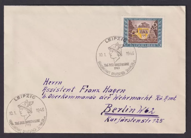 Leipzig Deutsches Reich Sachsen Brief SST Philatelie Tag d. Briefmarke 1943 FDC