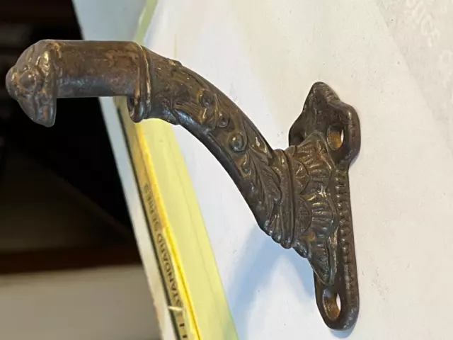 Antique vintage cast iron snake head victorian hand rail bracket part