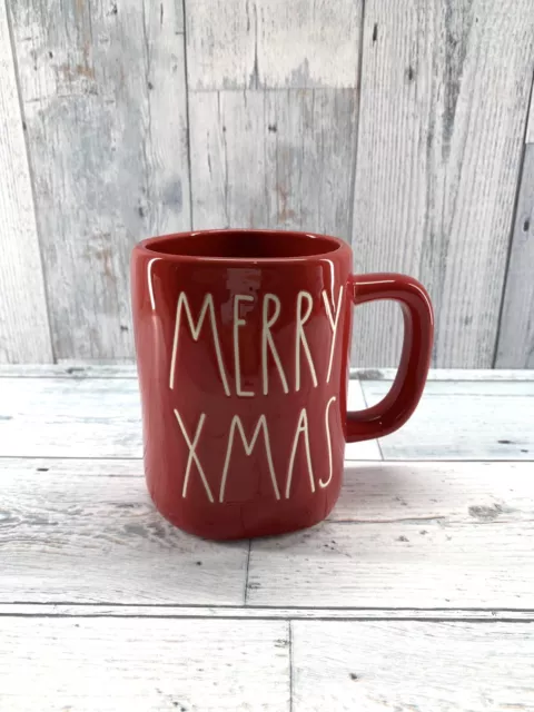 New RAE DUNN by Magenta Christmas L/L  "MERRY Xmas" Red Coffee Mug HTF