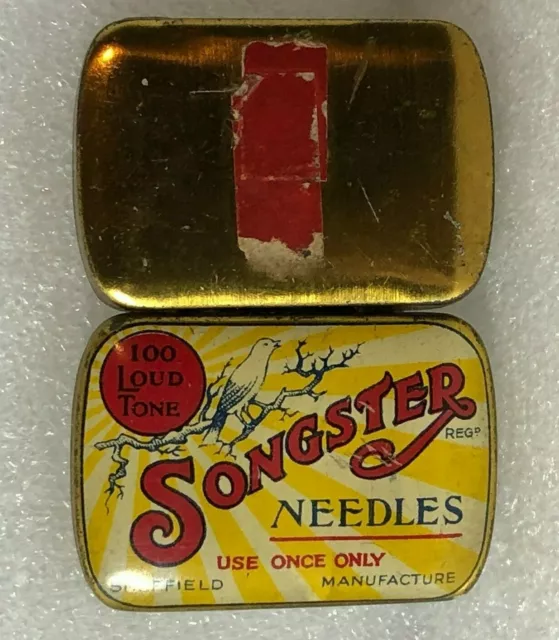 Vintage songster Gramophone Needle Tin empty Sheffield manufacture 47 x 33 mm