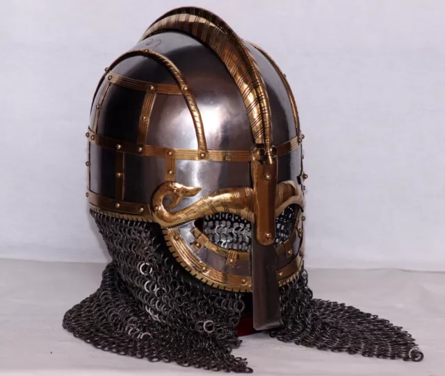 Medieval Steel Viking Vendel Helmet With Chainmail Hand Forged SCA/ Larp New