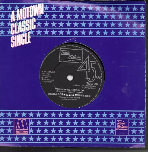 Diana Ross & Supremes  "Hangin' On" 7" Vinyl Northern Soul Tamla Motown TMG 992