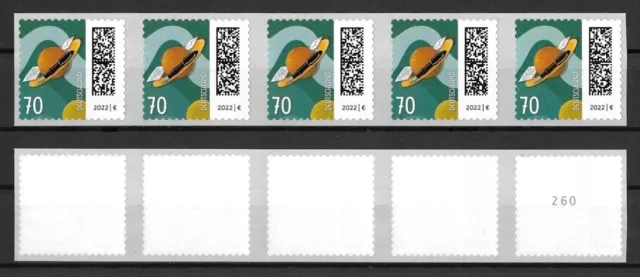 Bund Mi.Nr. 3678** (2022) postfrisch (selbstkleb. 5er-Streifen)/Welt der Briefe