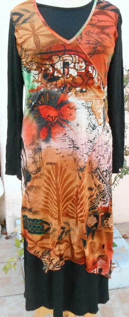 Robe Longue Orientale Satinée Noir Et Or - Style Maghreb, Occasion Très Bon état