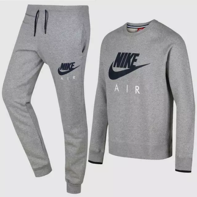 Nike Air Tracksuit Sweatshirt Fleece Joggers Hoody Sweatpants Bottoms Grey Mens