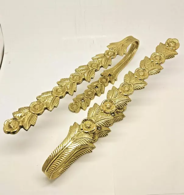 Vintage Solid Brass Curtain Drape Tie Backs Hooks Wall Mounted India Set of 2