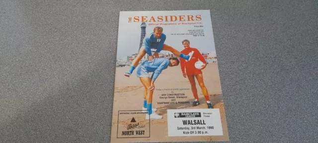 Blackpool v Walsall Div 3 1989/90