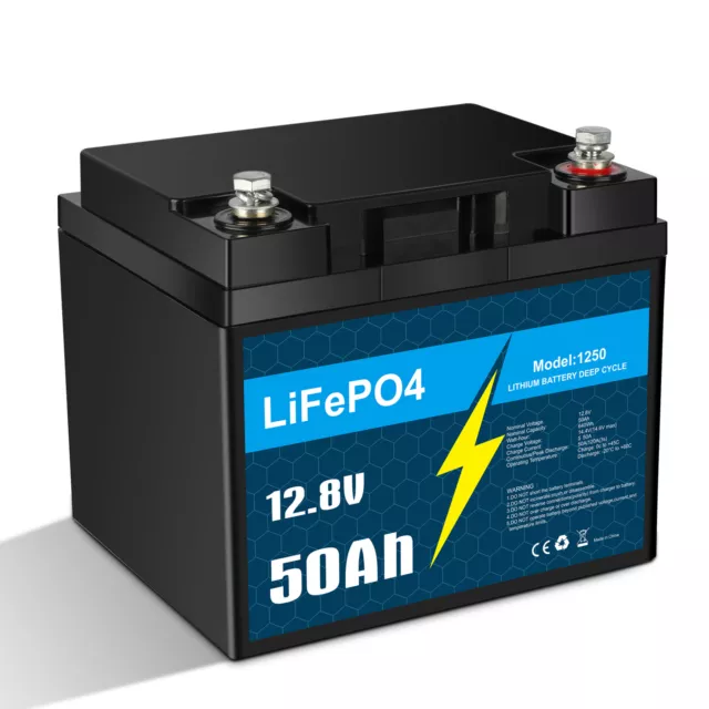 4 Pack 12V 50Ah LiFePO4 Deep Cycle Lithium Battery for RV Marine Off-Grid Solar 2