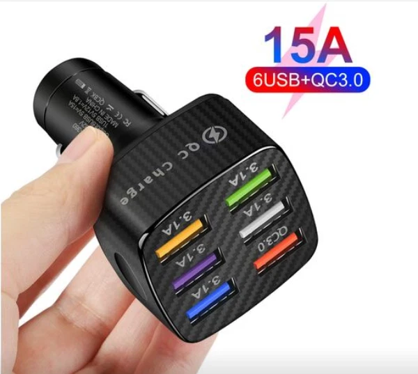 Caricabatterie Per Auto In Alluminio A Doppia Porta USB 12-24V Con Tripla Presa USB 18W QC 3.0 E PD 30W Tipo C 12-24V Adattatore Per Auto