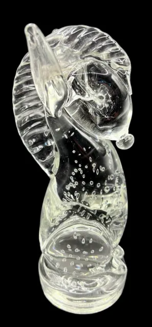 Vintage Glass Horse Head Knight Chess Piece Paperweight Large Clear Bubble 8 in