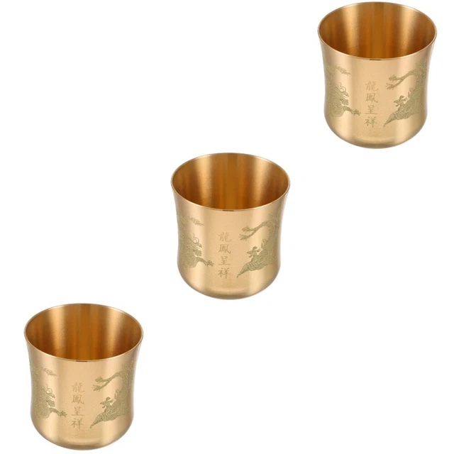 3 pz tazza da tè vintage tazza da tè rame tazza da acqua multifunzionale acqua di Buddha