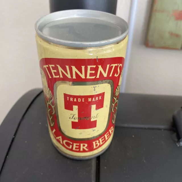 Antique Tennent’s Lager Beer STEEL BEER CAN  Flat Top 12oz Scotland