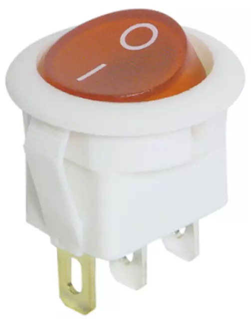 Vollmetallschalter mit Ein / Aus-Symbol, LED Beleuchtung weiss, 12V, 19 mm
