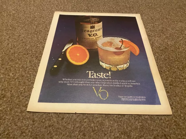 Framed Advert 13X11 Seagram's V.o. Canadian Whiskey