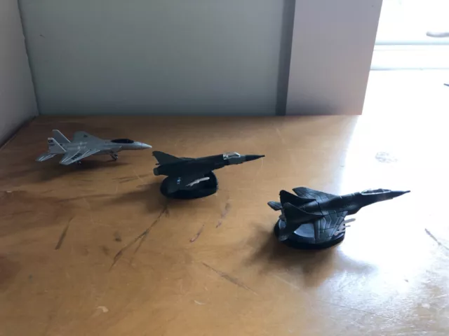 F-15 Eagle, Delta Dagger and Su-27 vintage, diecast airplanes