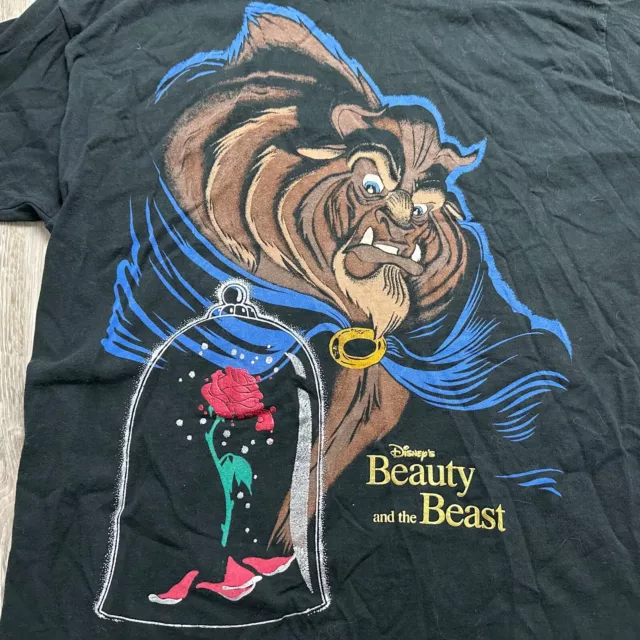 Disney Beauty and the Beast Portrait Rose Vintage Black T-Shirt One Size Fit All 2