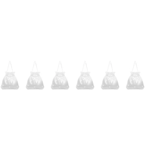 6x Dolly Bag White Bridesmaid Satin Flower Dolly Bag for Home Wedding