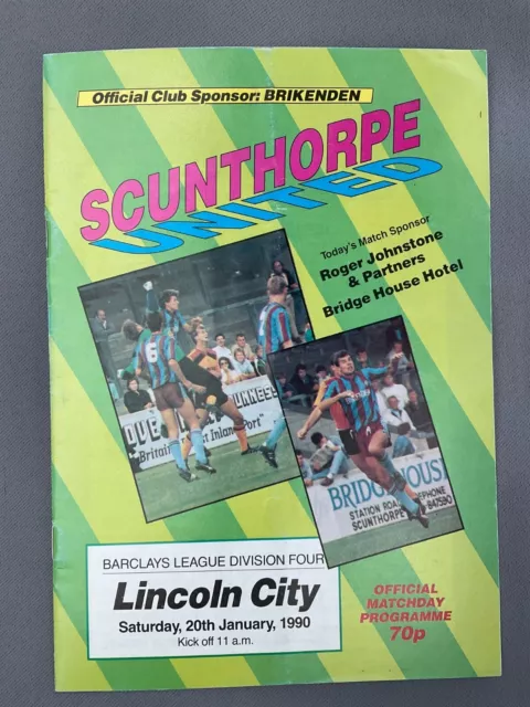 Scunthorpe United V Lincoln City. 20Th January 1990. Division Four