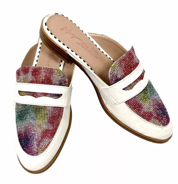 Betsy Johnson Markerr Penny white Rainbow loafer mule size 7