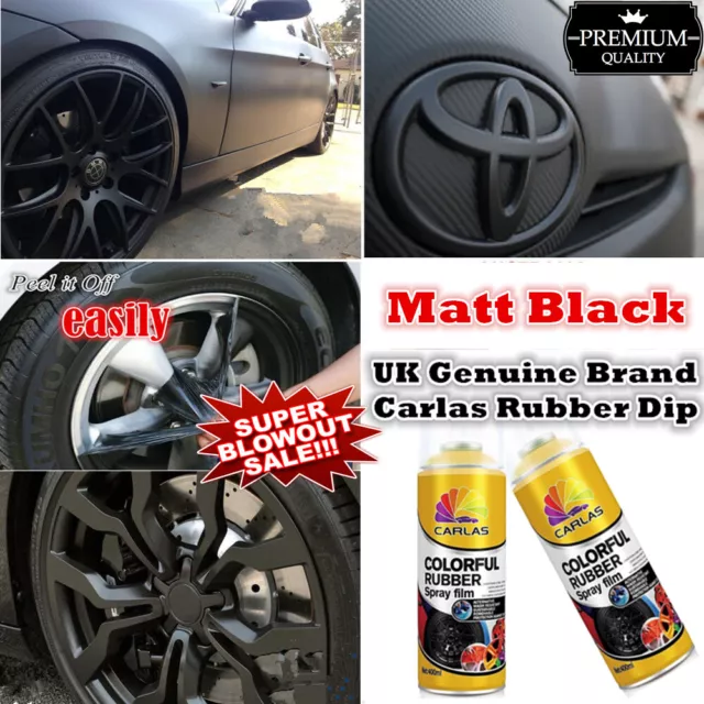 3x Can Matt Black Rubber Paint Wheel Rim Carlas Plasti dip Spray Removable Paint