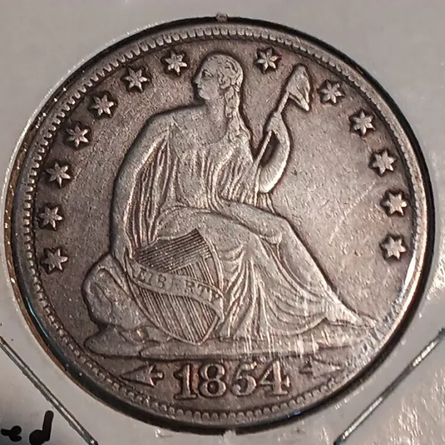 1854 -O  Seated Liberty Half Dollar - Circulated Condition -