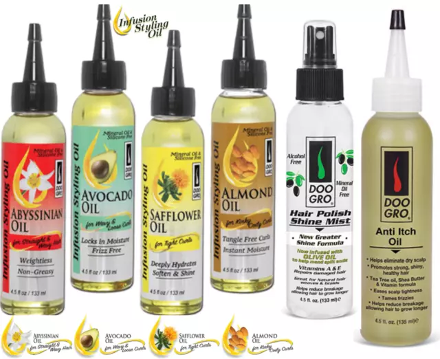 DOO GRO INFUSION STYLING OIL ALL RANGE - Anti Itch Oil & Shine Mist Polisher