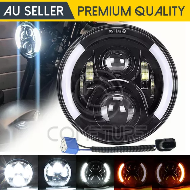 7 Inch LED Headlight DRL Angel Eyes For Harley-Davidson Honda Yamaha Motorcycle