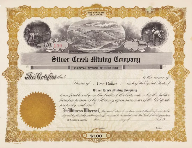 Silber Creek Bergbau Company - Shares Of 1 Dollar - Staaten Vereinigte/Delaware