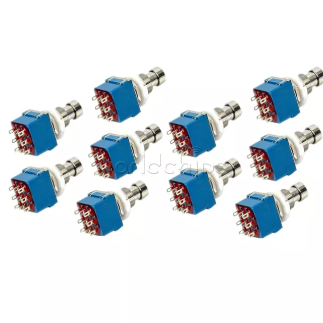 10PCS 9 Pins 3PDT Guitar Effects Pedal Box Stomp Foot True Bypass Metal Switch