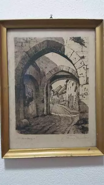 Originalbild - alte Stadtansicht von ROTHENBURG ob der Tauber - signiert
