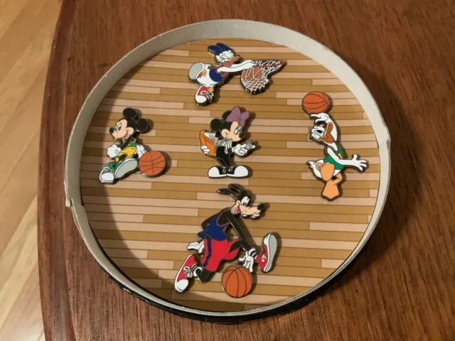 Disney Catalog Pin Set, Basketball Series Mickey, Minnie, Goofy, Donald & Daisy