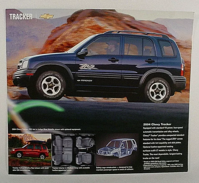 2004 Chevrolet Tracker 2 Sided Sales Flyer - Original