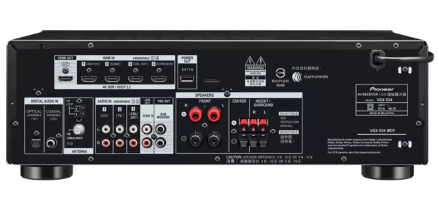 PIONEER VSX-534 5.1 4K AV-Receiver Bluetooth USB Schwarz | Neu | UVP 549 € 2