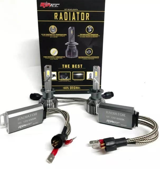 KIT LED RADIATOR PER H1 RIATEC 12000 Lm  /6500K 12V ANTI ERRORE/ RISCALDO CANBUS