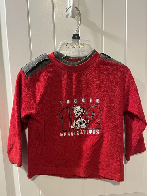 Vintage Disney 102 Dalmatians Sweater 3T Red Long Sleeve Fleece Rare